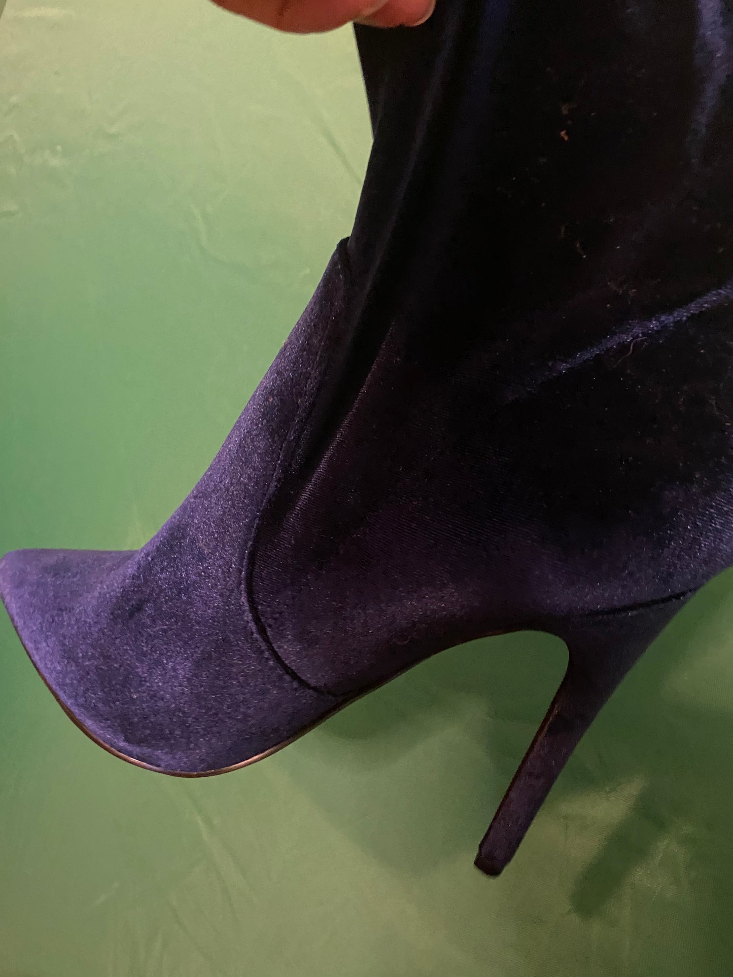 Women's Velour Blue Boot Size 8.5