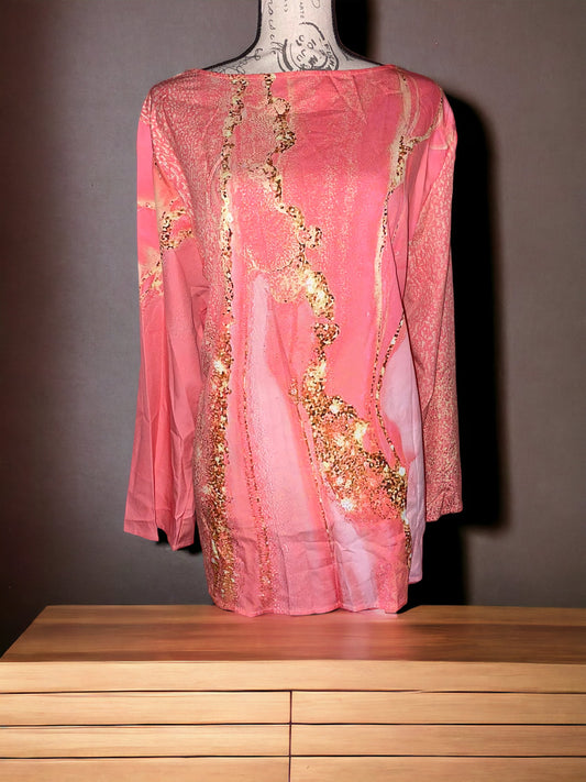 Pink Swirl Long Sleeve Shirt Size 3X