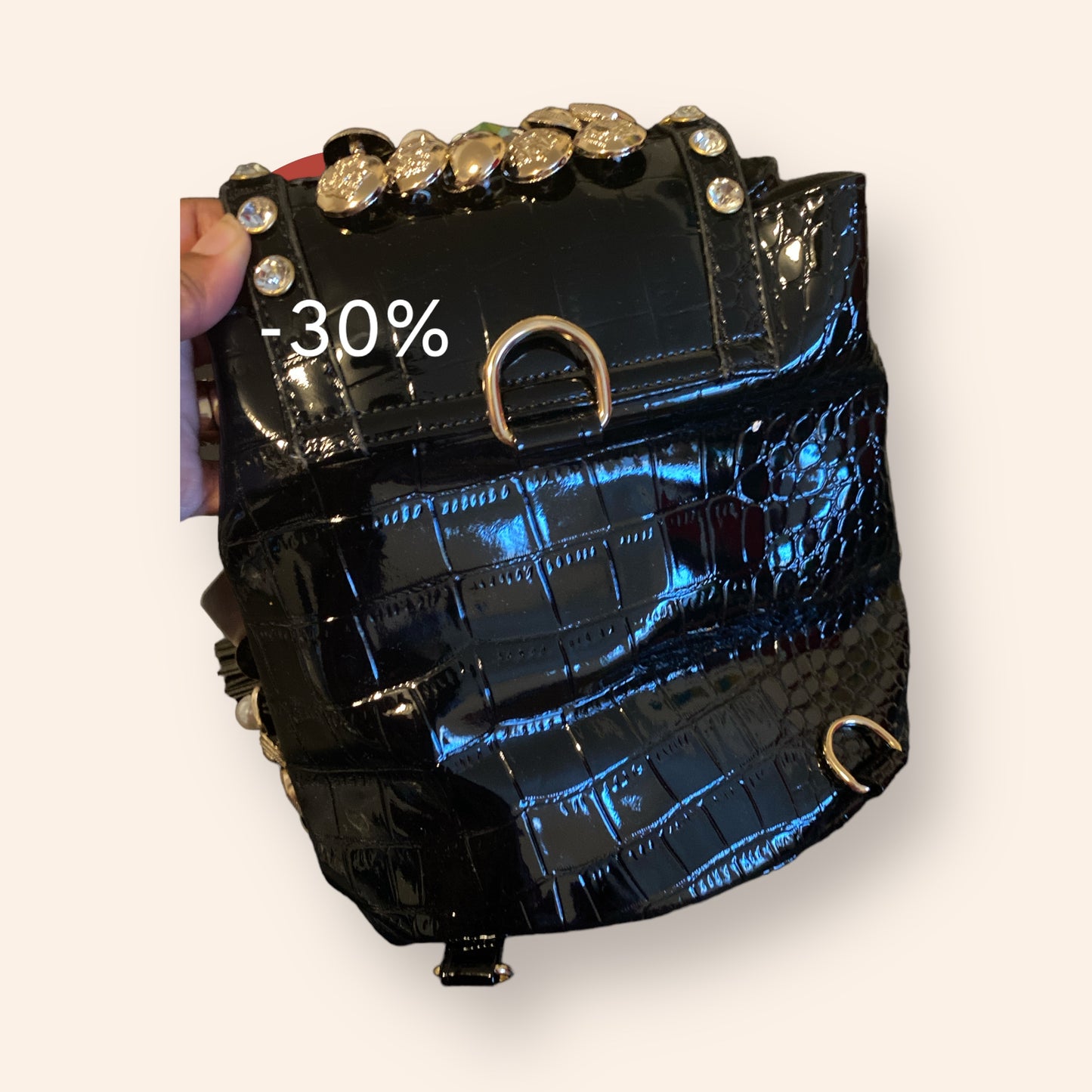 Women's Black Purse with Gold Embellishment
